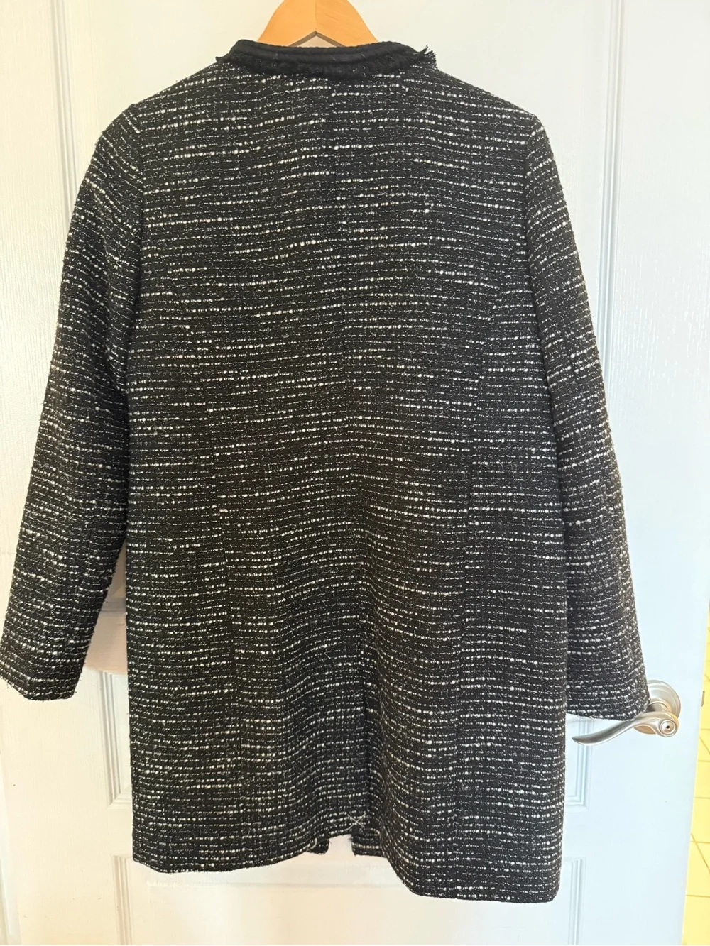 J. Crew Black Tweed Collarless Pea Coat